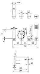 змішувач для ванни Omnires Slide на 4 отвори graphite (SL7732GR)