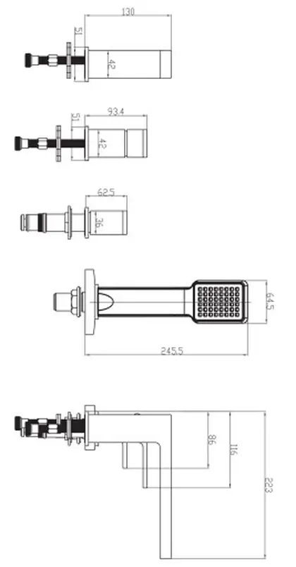 змішувач для ванни Omnires Baretti на 4 отвори black mat (BA7832BL)