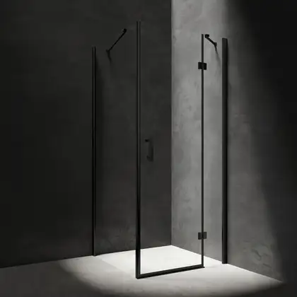 душова кабіна Omnires Manhattan 90x100 безпечне скло чорний матовий (MH9010BLTR)
