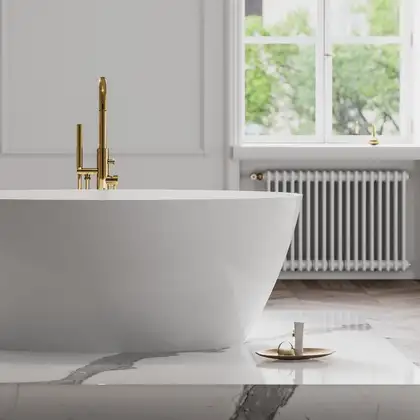 ванна із штучного каменю Omnires Siena 160x80 прямокутна white (SIENAWWBP)