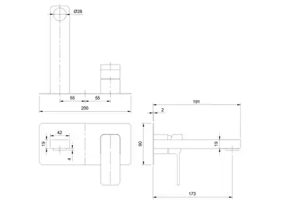 змішувач для умивальника Omnires Slide прихованого монтажу graphite (SL7715GR)