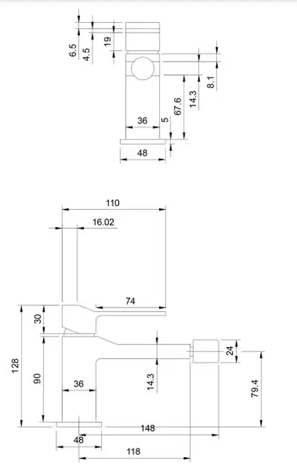 змішувач для біде Omnires Slide graphite (SL7720GR)