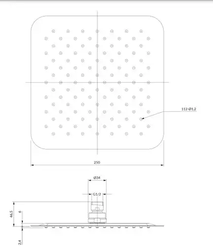 верхній душ Omnires Ultra Slimline chrome 25x25 cm (WGU225CR)