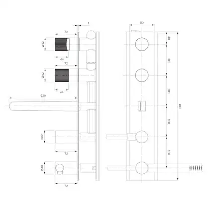 змішувач для ванни Omnires Contour прихованого монтажу, antracite (CT8037/1AT)