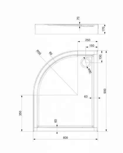 піддон Omnires Riverside 80x90 (Riverside80/90/PBP) (RIVERSIDE80/90/PBP)