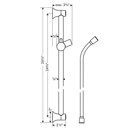 Душова штанга Hansgrohe Unica Classic 65 см із душовим шлангом Sensoflex 160 см (колір - шліфований нікель) 27617820