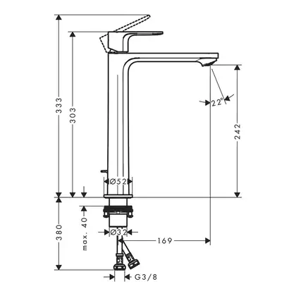 Hansgrohe Rebris S Змішувач для раковини, чорний матовий (72590670)
