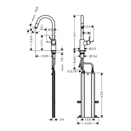Hansgrohe Talis M52 Змішувач для кухні, хром (73864000)