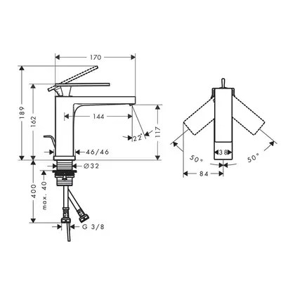 Hansgrohe Tecturis E Змішувач для раковини, чорний матовий (73010670)