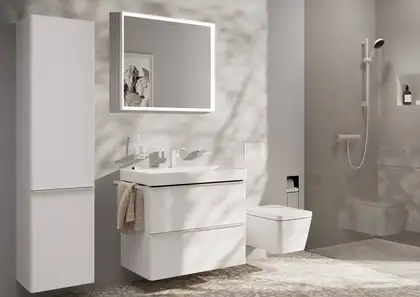 Змішувач для раковини 110 Fine CoolStart EcoSmart+ Hansgrohe Tecturis E (колір – білий матовий) без донного клапана 73021700