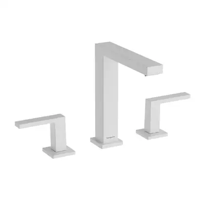 Змішувач для раковини 150 EcoSmart+ Hansgrohe Tecturis E (колір - білий матовий), з донним клапаном Push-Open 73030700