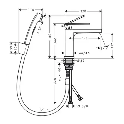 HANSGROHE Tecturis E Змішувач для раковини, чорний матовий (73210670)