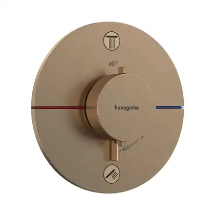 Термостат на 2 потребителя со встроенной защитной комбинацией EN 1717 Hansgrohe ShowerSelect Comfort S (цвет - шлифованная бронза) 15556140