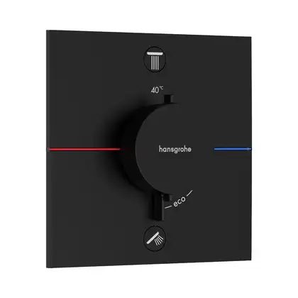 Термостат на 2 потребителя со встроенной защитной комбинацией EN 1717 Hansgrohe ShowerSelect Comfort E (цвет - чёрный матовый) 15578670