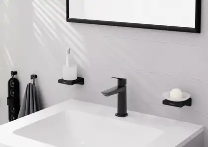 Смеситель для раковины 100 CoolStart Hansgrohe Logis Fine (цвет - чёрный матовый), без донного клапана 71255670