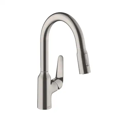 Кухонный смеситель 180, с вытяжным душем, 2jet Hansgrohe Focus M42 (цвет - сталь) 71801800