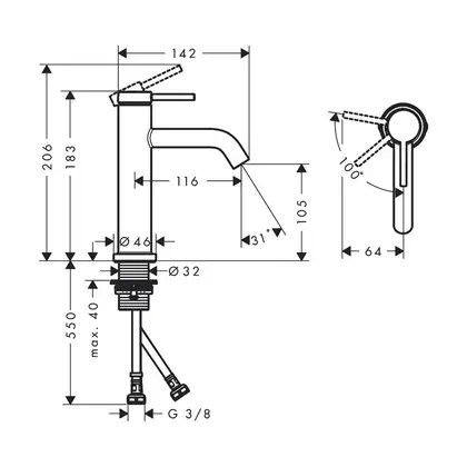 Hansgrohe Tecturis S Змішувач для раковини, чорний матовий (73312670)