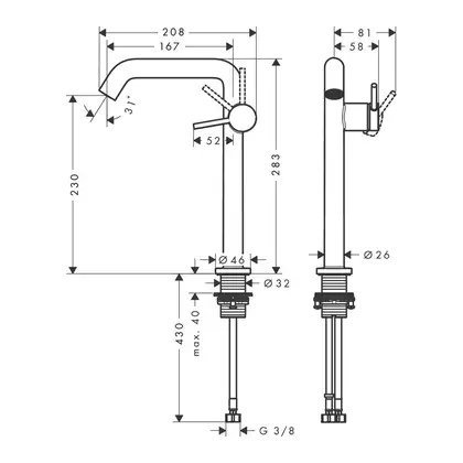 Hansgrohe Tecturis S Змішувач для раковини, чорний матовий (73372670)
