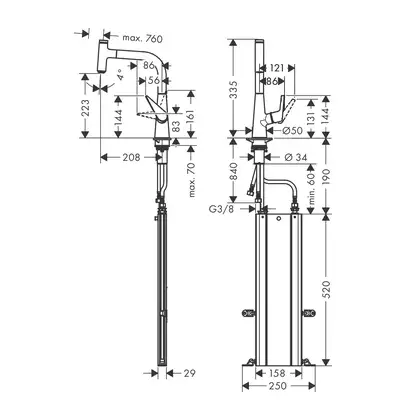 Кухонный смеситель 220, с вытяжным изливом, 1jet, sBox Hansgrohe Talis Select M51 (цвет - хром) 73852000