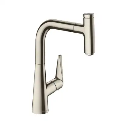 Кухонный смеситель 220, с вытяжным изливом, 1jet, sBox Hansgrohe Talis Select M51 (цвет - сталь) 73852800