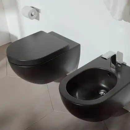 Унітаз підвісний Flaminia MINIAPP 48.5x36 h27 см з системою Goclean, укорочений, чорний глянсовий (AP119G) (AP119GNER)