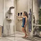 Настенный держатель Porter 500 с полкой левый Hansgrohe Porter E (цвет - шлифованная бронза) 26843140