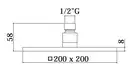 Верхний душ Paffoni SYNCRO “Quadro” 200 х 200 х h8 мм (ZSOF075CR)