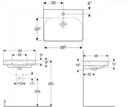 Geberit Smyle Square Раковина подвесная, белая (500.229.01.1)