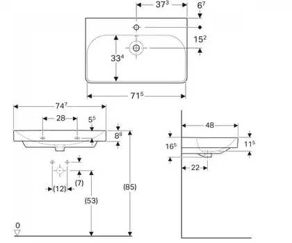 Geberit Smyle Square Раковина подвесная, белая (500.249.01.1)
