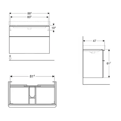 Тумба под раковину Geberit Smyle Square 88,4 см, орех тёмный (500.354.JR.1)