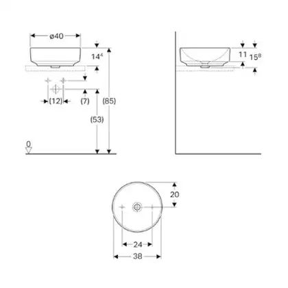Geberit VariForm Умивальник накладний, Ø40см, білий (500.768.01.2)