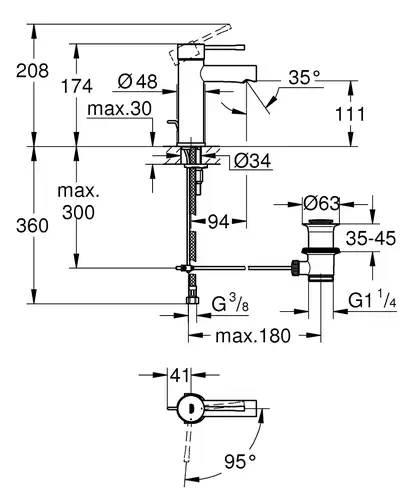 Grohe Essence Смеситель однорычажный для раковины S-Size (23379001)