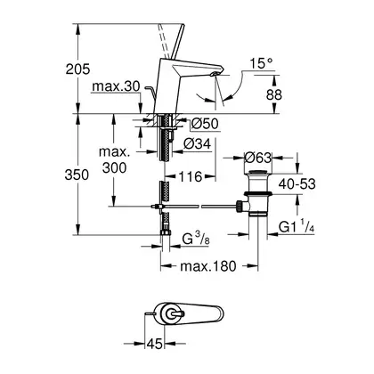 Grohe Eurodisc Joy Змішувач для раковини, хром (23425000)