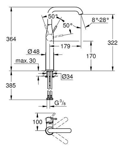 Змішувач для умивальника Grohe Essence New XL-Size, бронза (24170GN1)