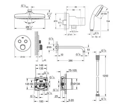 GROHE Grohtherm SmartControl Неперевершена душова система із Rainshower New Tempesta 210 (34614SC0)