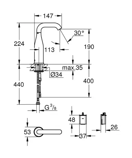 Змішувач для умивальника GROHE Essence E інфрачервоний 1/2, chrome (36446000)