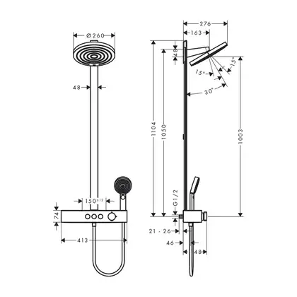 Hansgrohe Pulsify Showerpipe 260 2jet Душова система, бронза (24240140)