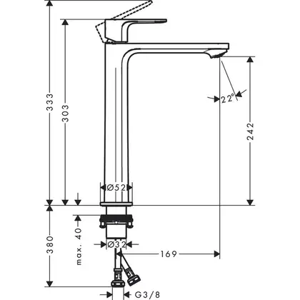 HANSGROHE Rebris S Змішувач для раковини 240, хром (72582000) HANSGROHE Rebris S Змішувач для раковини 240, хром (72582000)