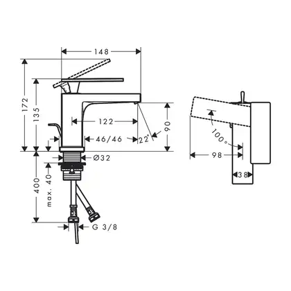 Hansgrohe Tecturis E 80 CoolStart Змішувач для раковини, хром (73002000) Hansgrohe Tecturis E 80 CoolStart Змішувач для раковини, хром (73002000)