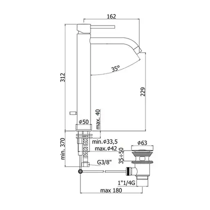 Змішувач для умивальника Paffoni Light високий, з донним клапаном, Steel Looking (LIG085ST)