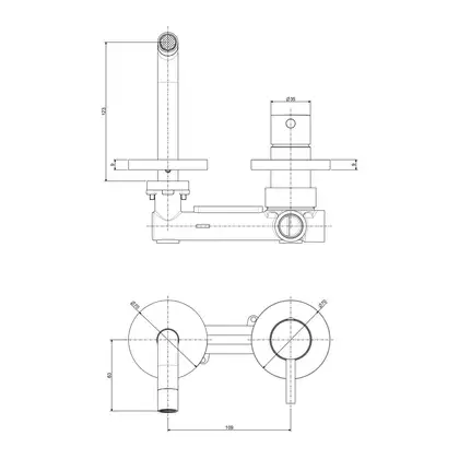 Змішувач для умивальника настінний Paffoni Light, вилив 12.3 см, Steel Looking (LIG104ST70)