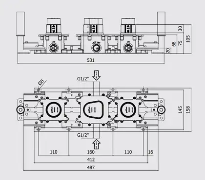 Paffoni Modular Box Вбуд. частина, 2 споживачі (MDBOX001)