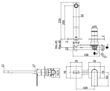 Paffoni Tango Смеситель для раковины, встраиваемый, хром (TA105CR70)