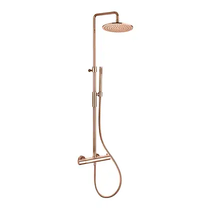 Душова система Paffoni Light, з термостатом, верхня лійка 300 мм, Brushed Copper (ZCOL646KLIQRMSP)