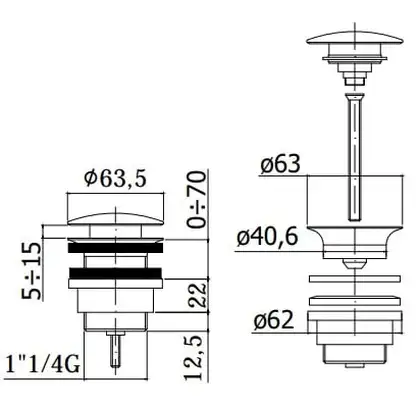 Донный клапан Clic-Clac Paffoni Light (цвет - чёрный матовый) (ZSCA050NO)
