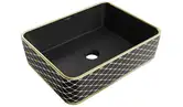 Умывальник (раковина) MEXEN CATIA BLACK DIAMOND GOLD накладной (MEX-21314879)