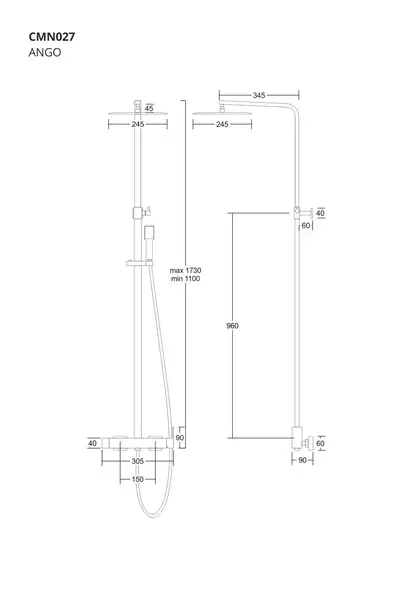 Душевой гарнитур Corsan ANGO CHROME (CMN02MCH)