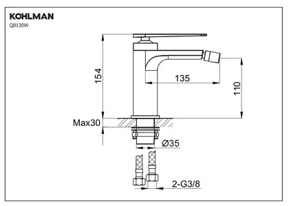 Смеситель для биде KOHLMAN WEXPO CHROME (QB130W)
