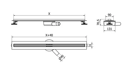 Трап для душа MEXEN FLAT 360° SLIM GOLD золотой 130 см (MEX-1541130)