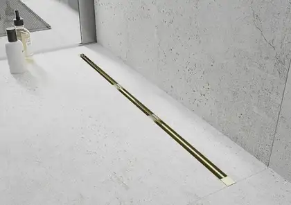 Трап для душа MEXEN FLAT 360° SUPER SLIM GOLD золотой 130 см (MEX-1551130)